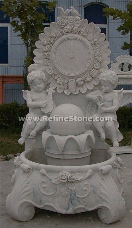 White marble stone water fountain