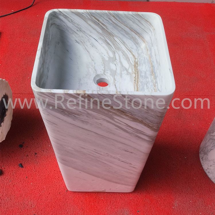 Volakas white marble pedestal sink