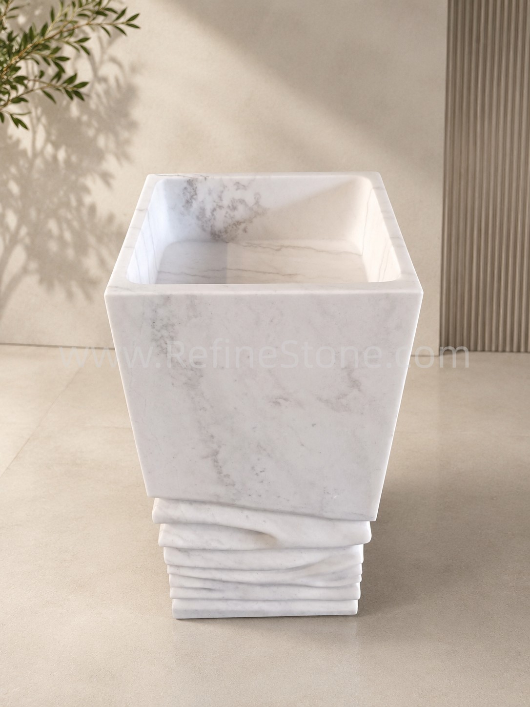 Landscape white pedestal sink